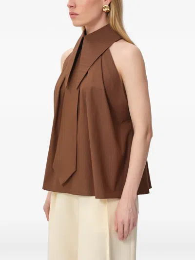 Concepto Sunlit Collar-button Blouse In Brown
