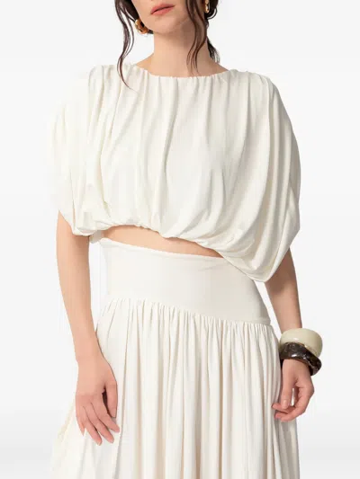 Concepto Vela Cropped Gathered Top In Neutral