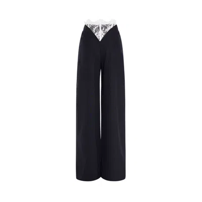 Concepto Women's Black Kelly Virgin Wool And Lace Pants