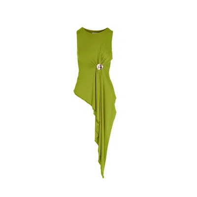 Concepto Women's Green Elio Fitted Asymmetric Sleeveless Top