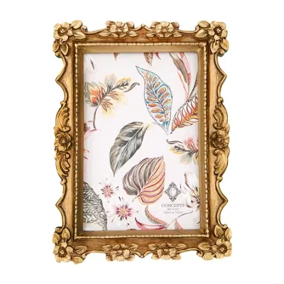 Concepts In Time 4 X 6 Gold Flower Resin 1-opening Tabletop Frame In Brown