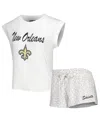 Concepts Sport 2-piece Women's White/cream New Orleans Saints Montana Knit Top And Shorts Sleep Set In White