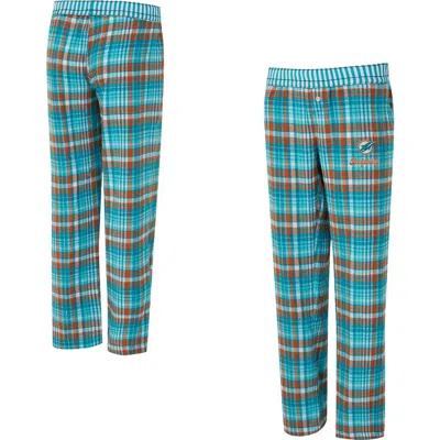 Concepts Sport Aqua Miami Dolphins Laney Plaid Tri-blend Pants In Blue