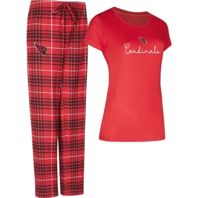 Concepts Sport Arizona Cardinals Vector Top & Flannel Pants Sleep Set In Red