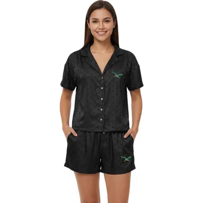 Concepts Sport Black Philadelphia Eagles Wink Dot Satin Jacquard Sleep Set