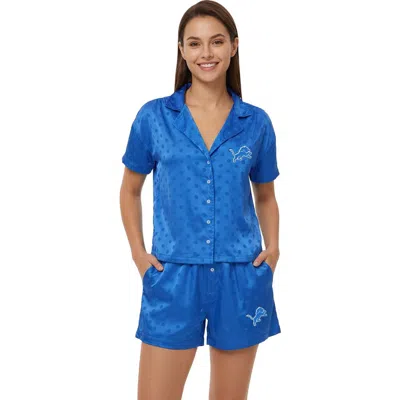 Concepts Sport Blue Detroit Lions Wink Dot Satin Jacquard Sleep Set