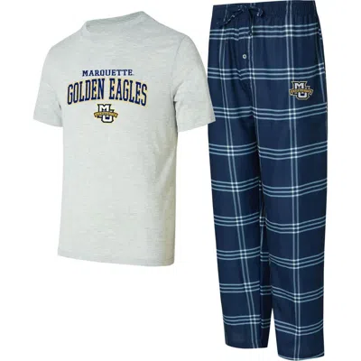 Concepts Sport Blue/gray Marquette Golden Eagles T-shirt & Trousers Sleep Set In White