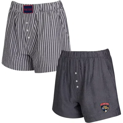 Concepts Sport Charcoal Florida Panthers Two-pack Boxer Shorts Set In Multi