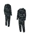 Concepts Sport Concept Sport Men's Black Las Vegas Raiders Shuffle All-over-print Microfleece Full-zip Union Suit In Black