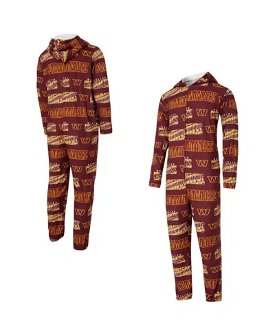 Concepts Sport Concept Sport Men's Burgundy Washington Commanders Shuffle All-over-print Microfleece Full-zip Union In Brown