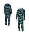 Concepts Sport Concept Sport Men's College Navy Seattle Seahawks Shuffle All-over-print Microfleece Full-zip Union  In Multi