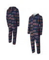 Concepts Sport Concept Sport Men's Navy Chicago Bears Shuffle All-over-print Microfleece Full-zip Union Suit In Blue