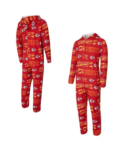 Concepts Sport Concept Sport Men's Red Kansas City Chiefs Shuffle All-over-print Microfleece Full-zip Union Suit