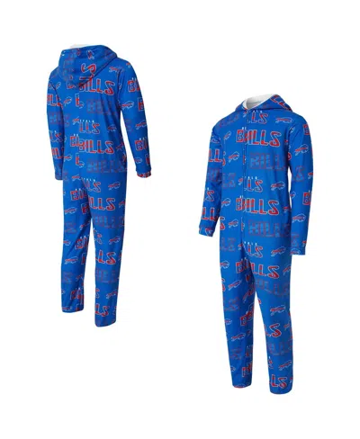 Concepts Sport Concept Sport Men's Royal Buffalo Bills Shuffle All-over-print Microfleece Full-zip Union Suit In Blue