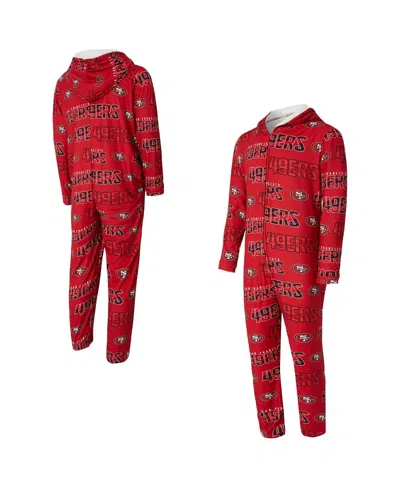 Concepts Sport Concept Sport Men's Scarlet San Francisco 49ers Shuffle All-over-print Microfleece Full-zip Union Su In Red