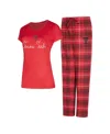 Concepts Sport Concept Sport Women's 2-piece Red Texas Tech Red Raiders Vector Top And Flannel Pants Sleep Set In Red