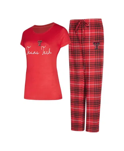 Concepts Sport Concept Sport Women's 2-piece Red Texas Tech Red Raiders Vector Top And Flannel Pants Sleep Set