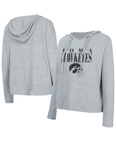 Concepts Sport Concept Sport Women's Grey Iowa Hawkeyes Juniper Soft Modest Cropped Long Sleeve Hoodie Top In Gray