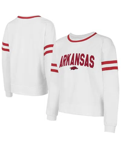 Concepts Sport Concept Sport Women's White Arkansas Razorbacks Borough French Terry Arch Over Long Sleeve Top