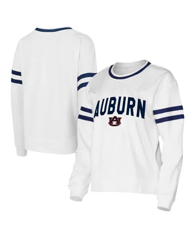 Concepts Sport Concept Sport Women's White Auburn Tigers Borough French Terry Arch Over Long Sleeve Top