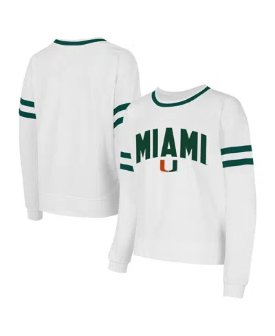 Concepts Sport Concept Sport Women's White Miami Hurricanes Borough French Terry Arch Over Long Sleeve Top