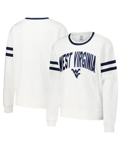 Concepts Sport Concept Sport Women's White West Virginia Mountaineers Borough French Terry Arch Over Long Sleeve To