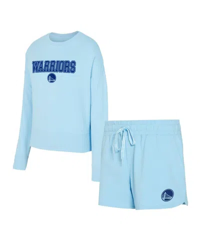 Concepts Sport Concepts Women's 2-piece Light Blue Sport Golden State Warriors Elevation Tri-blend Long Sleeve T-sh