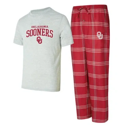 Concepts Sport Men's Crimson/gray Oklahoma Sooners T-shirt Pants Sleep Set In Crimson,gray