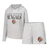 Concepts Sport Women's Gray Cincinnati Bengals Juniper Long Sleeve Hoodie T-shirt Shorts Set In Gray