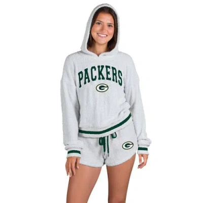 Concepts Sport Gray Green Bay Packers Whitley Long Sleeve Hoodie Top & Shorts Set