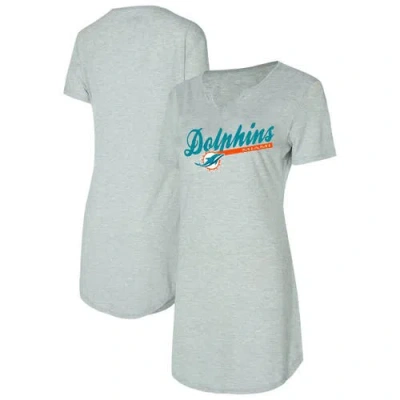 Concepts Sport Gray Miami Dolphins Petition Knit Nightshirt In Green