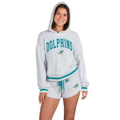 Concepts Sport Gray Miami Dolphins Whitley Long Sleeve Hoodie Top & Shorts Set In Multi