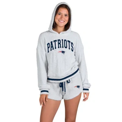 Concepts Sport Gray New England Patriots Whitley Long Sleeve Hoodie Top & Shorts Set In White