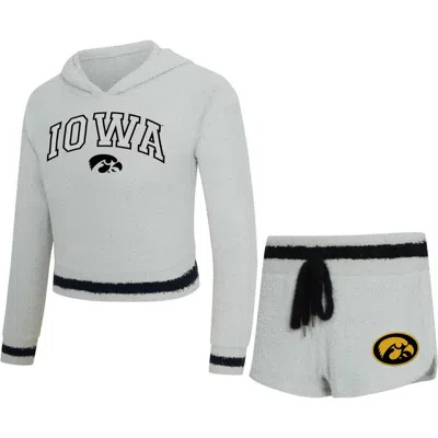 Concepts Sport Gray/black Iowa Hawkeyes Whitley Long Sleeve Hoodie Top & Shorts Set