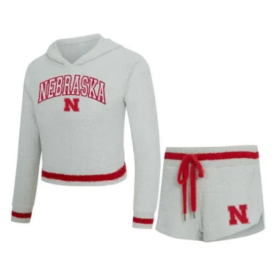 Concepts Sport Gray/scarlet Nebraska Huskers Whitley Long Sleeve Hoodie Top & Shorts Set
