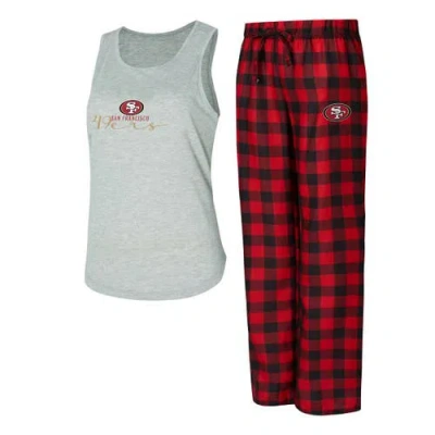 Concepts Sport Women's Gray/scarlet San Francisco 49ers Petition Tank Top And Pants Sleep Set In Gray,scarlet