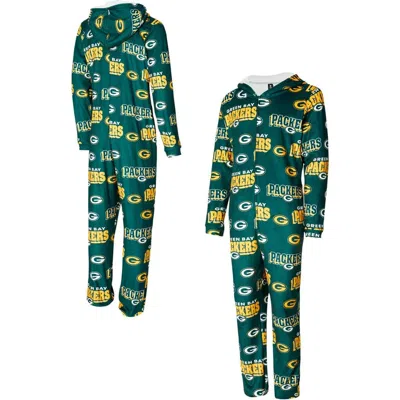 Concepts Sport Green Green Bay Packers  Roadway Allover Print Microfleece Full-zip Union Suit