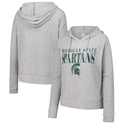 Concepts Sport Heather Gray Michigan State Spartans Juniper Soft Modest Cropped Long Sleeve Hoodie T