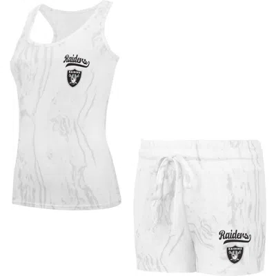 Concepts Sport Las Vegas Raiders Quartz Hacci Knit Tank Top & Shorts Sleep Set In Cream