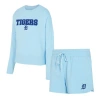 Concepts Sport Women's Light Blue Detroit Tigers Elevation Tri-blend Long Sleeve T-shirt And Shorts, Set Of 2 In Blue