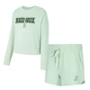 Concepts Sport Women's Light Green Boston Red Sox Elevation Tri-blend Long Sleeve Top And Shorts Set In Green