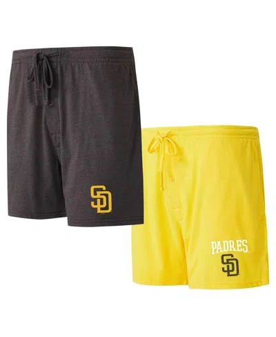 Concepts Sport Men's 2-pack Brown/gold San Diego Padres Meter Sleep Shorts In Gray