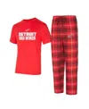 Concepts Sport Men's 2-pieace Detroit Red Wings Vector Top And Pants Sleep Set In Red