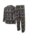 Concepts Sport Men's 2-piece Black Appalachian State Mountaineers Swivel Long Sleeve Top And Pants Sleep Set In Multi