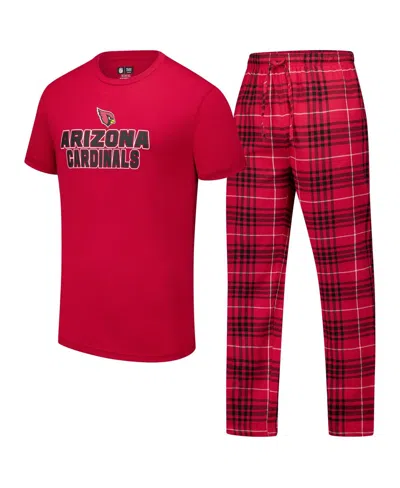 Concepts Sport Men's 2-piece Cardinal/black Arizona Cardinals Vector Top And Flannel Pants Sleep Set In Red