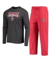 Concepts Sport Men's 2-piece Cardinal/heathered Charcoal San Diego State Aztecs Meter Long Sleeve Top And Pants Sle In Black