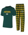 Concepts Sport Men's 2-piece Green/gold Green Bay Packers Avondale T-shirt And Flannel Pants Set In Green