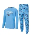 Concepts Sport Men's 2-piece Light Blue Tennessee Titans Chestnut Long Sleeve Top And Pants Set In Blue