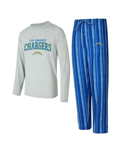 Concepts Sport Men's 2-piece Los Angeles Chargers Petition Long Sleeve Top And Pants Sleep Set In Blue