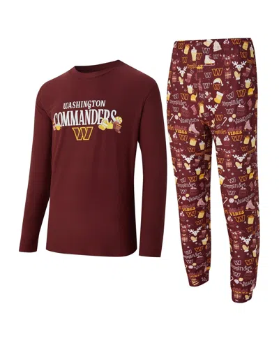 Concepts Sport Men's 2-piece Maroon Washington Commanders Chestnut Long Sleeve Top And Pants Set In Burgundy